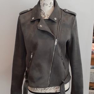 NWOT: Faux Suede Moto Jacket